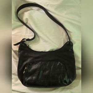 Leather Stone Mountain Black Shoulder Bag